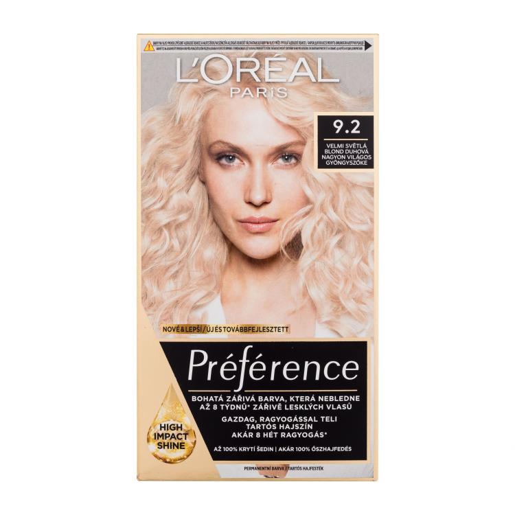 L&#039;Oréal Paris Préférence Farba na vlasy pre ženy 60 ml Odtieň 9.2 poškodená krabička