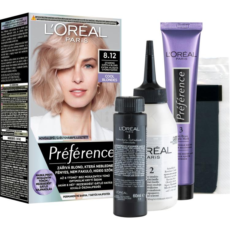 L&#039;Oréal Paris Préférence Cool Blondes Farba na vlasy pre ženy 60 ml Odtieň 8.12