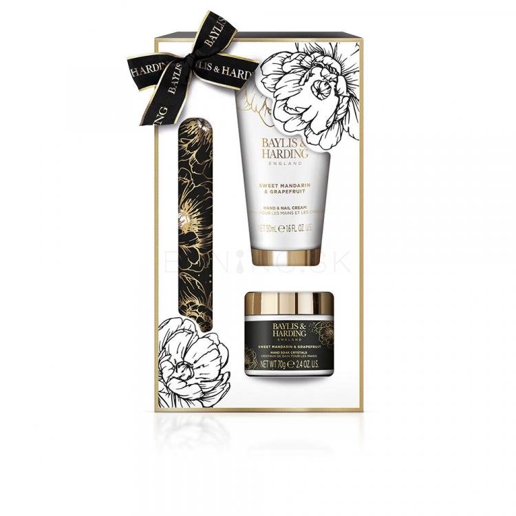 Baylis &amp; Harding Sweet Mandarin &amp; Grapefruit Luxury Hand Care Kit Signature Collection Darčeková kazeta krém na ruky Sweet Mandarin &amp; Grapefruit 50 ml + soľ do vodného kúpeľa Sweet Mandarin &amp; Grapefruit 70 g + pilník na nechty