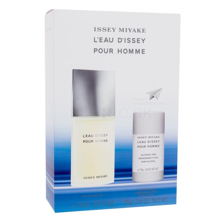 Issey Miyake L&#039;Eau D&#039;Issey Pour Homme Darčeková kazeta toaletná voda 75 ml + deostick 75 ml poškodená krabička