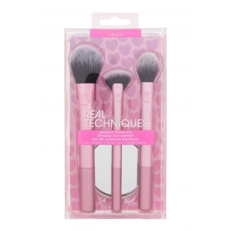 Real Techniques Perfect Finish Kit Love Irl Darčeková kazeta kozmetický štetec Soft Blush RT 429 1 ks + kozmetický štetec Precise Fan RT 428 1 ks + kozmetický štetec Contour RT 206 1 ks + zrkadielko 1 ks