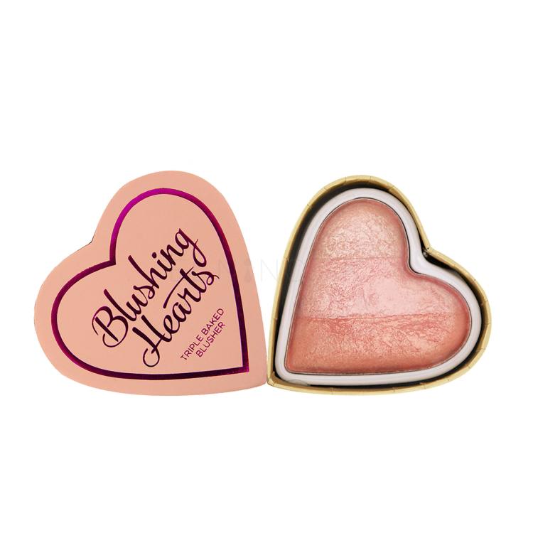 Makeup Revolution London I Heart Makeup Blushing Hearts Lícenka pre ženy 10 g Odtieň Peachy Pink Kisses