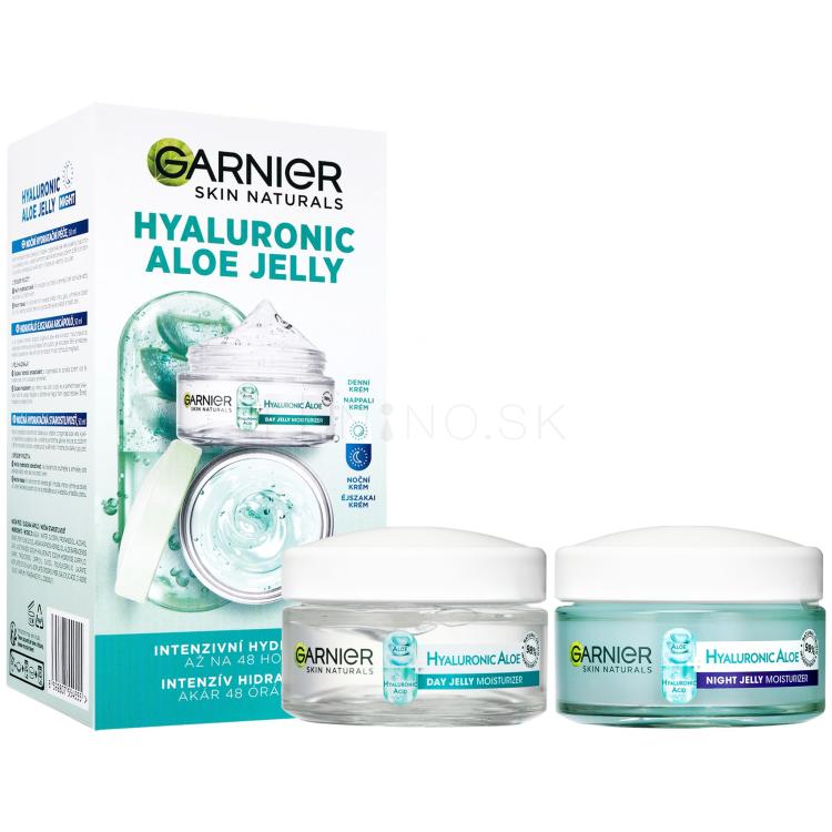 Garnier Skin Naturals Hyaluronic Aloe Jelly Darčeková kazeta denný pleťový gél Skin Naturals Hyaluronic Aloe Jelly Daily Moisturizing Jelly 50 ml + nočný pleťový gél Skin Naturals Hyaluronic Aloe Jelly Night Moisturizing Jelly 50 ml