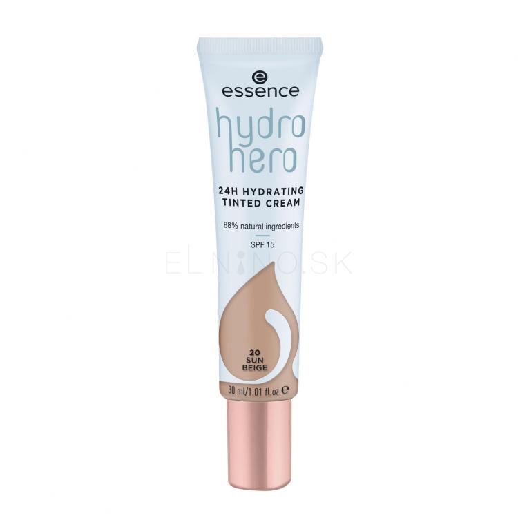 Essence Hydro Hero 24H Hydrating Tinted Cream SPF15 Make-up pre ženy 30 ml Odtieň 20 Sun Beige