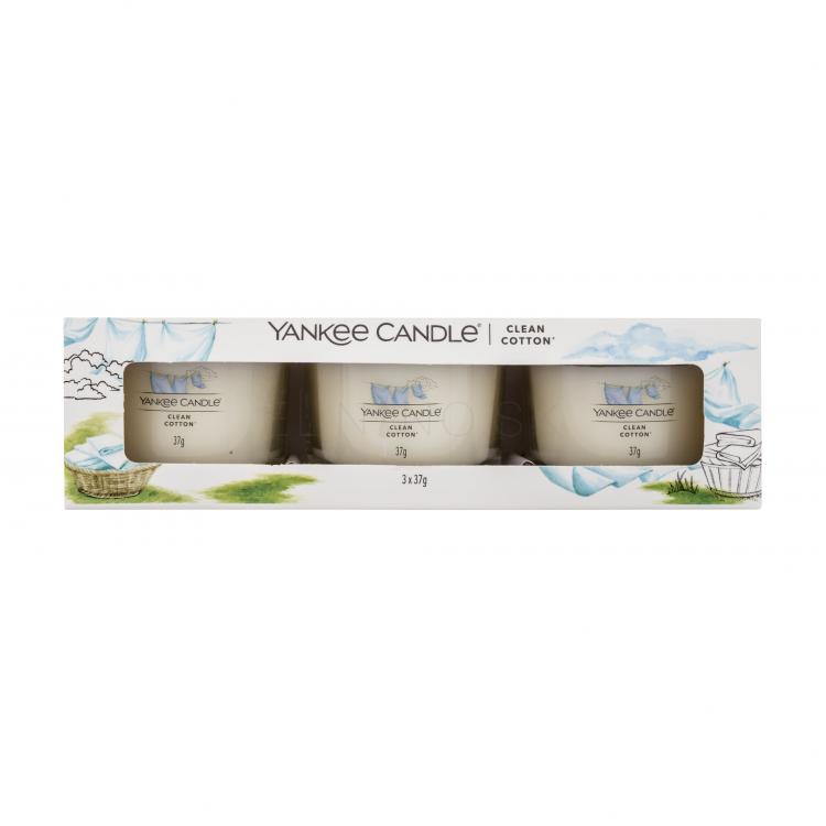 Yankee Candle Clean Cotton Darčeková kazeta vonná sviečka 3 x 37 g