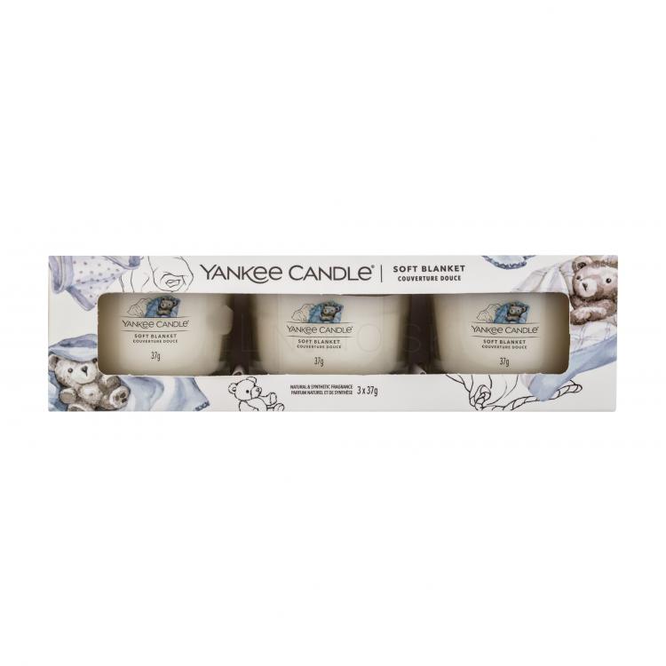 Yankee Candle Soft Blanket Darčeková kazeta vonná sviečka 3 x 37 g