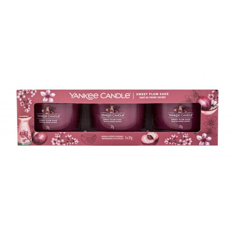 Yankee Candle Sweet Plum Sake Darčeková kazeta vonná sviečka 3 x 37 g