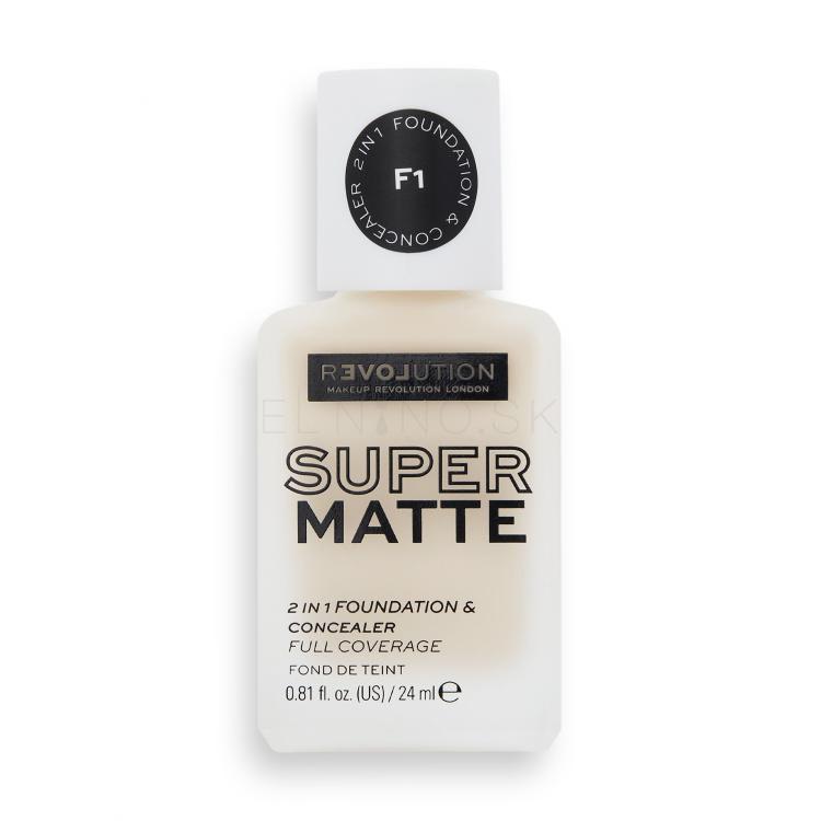 Revolution Relove Super Matte 2 in 1 Foundation &amp; Concealer Make-up pre ženy 24 ml Odtieň F1