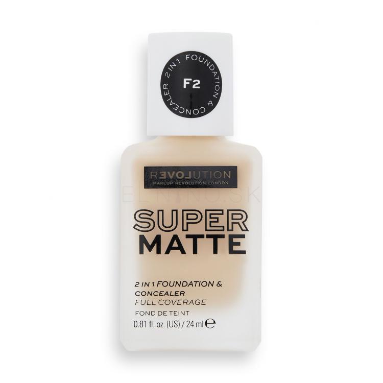 Revolution Relove Super Matte 2 in 1 Foundation &amp; Concealer Make-up pre ženy 24 ml Odtieň F2