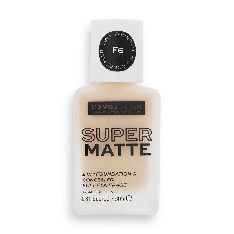 Revolution Relove Super Matte 2 in 1 Foundation &amp; Concealer Make-up pre ženy 24 ml Odtieň F6