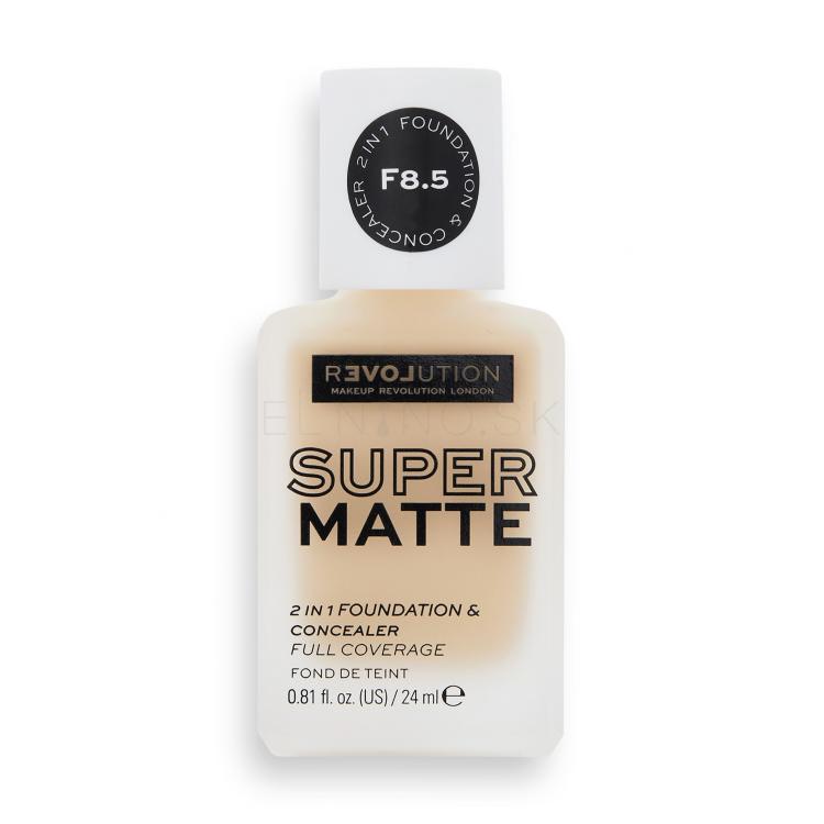 Revolution Relove Super Matte 2 in 1 Foundation &amp; Concealer Make-up pre ženy 24 ml Odtieň F8.5