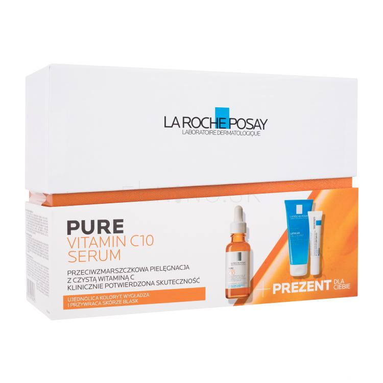 La Roche-Posay Pure Vitamin C Anti-Wrinkle Serum Darčeková kazeta pleťové sérum Pure Vitamin C10 Anti-Wrinkle Renovating Serum 30 ml + sprchovací gél Lipikar Gel Lavant Shower Gel 100 ml + telový balzam Cicaplast Baume B5 Ultra-Repairing Soothing Balm 15 ml