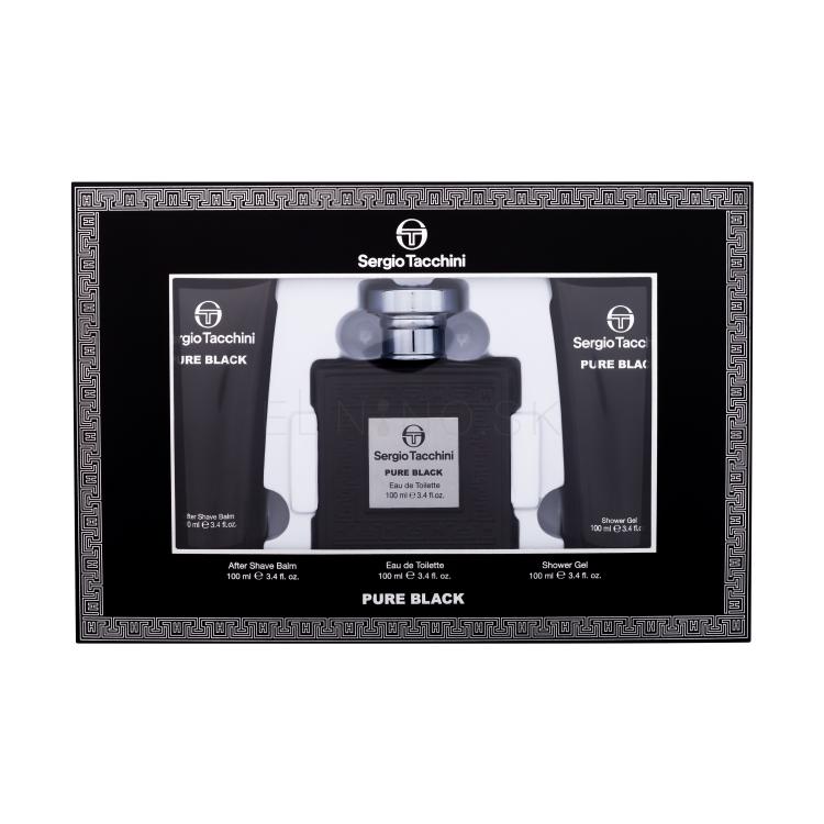 Sergio Tacchini Pure Black Darčeková kazeta toaletná voda 100 ml + sprchovací gél 100 ml + balzam po holení 100 ml