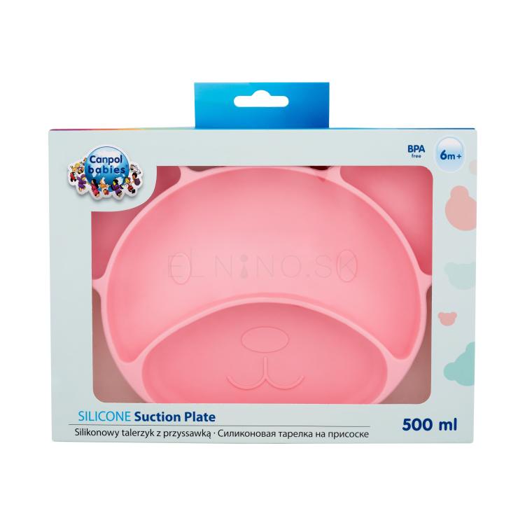 Canpol babies Silicone Suction Plate Pink Riad pre deti 500 ml