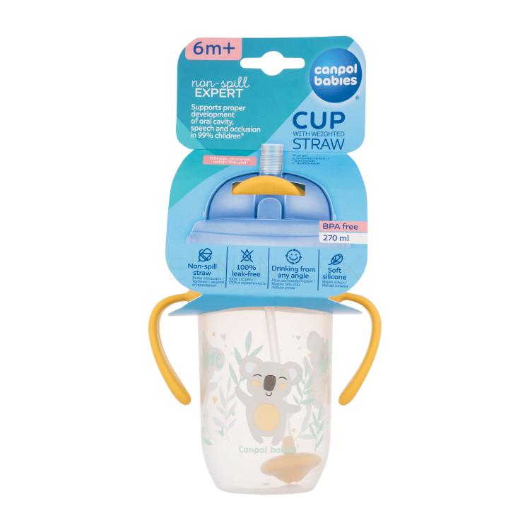 Canpol babies Exotic Animals Non-Spill Expert Cup With Weighted Straw Yellow Šálka pre deti 270 ml