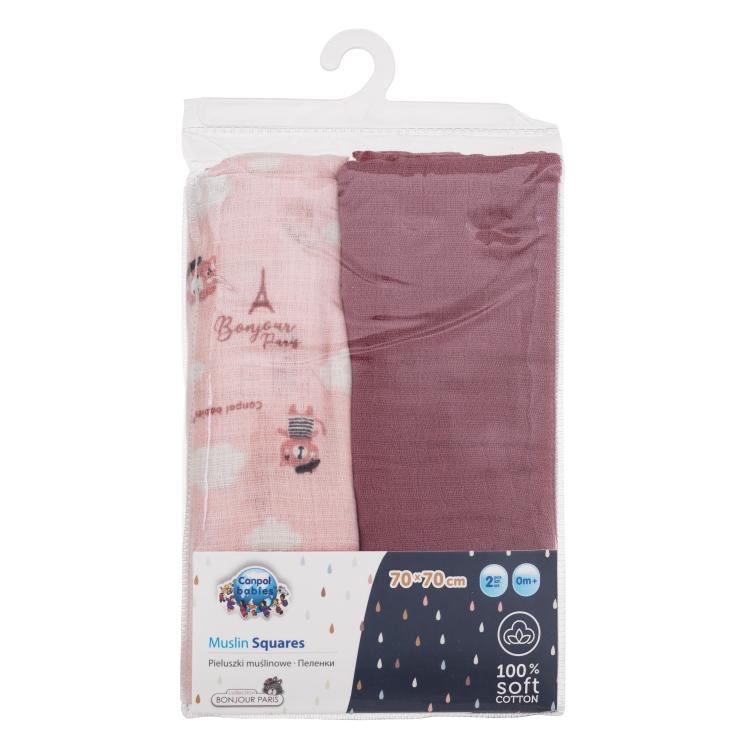 Canpol babies Bonjour Paris Muslin Squares Diapers Pink Látková plienka pre deti 2 ks