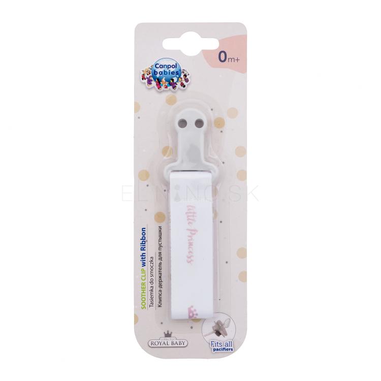 Canpol babies Royal Baby Soother Clip With Ribbon Little Princess Klip na cumlík pre deti 1 ks