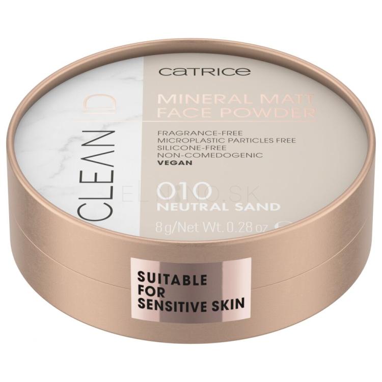 Catrice Clean ID Mineral Matt Face Powder Púder pre ženy 8 g Odtieň 010 Neutral Sand