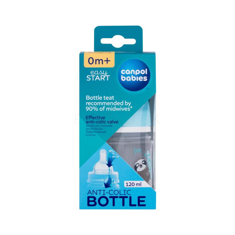 Canpol babies Exotic Animals Easy Start Anti-Colic Bottle Blue 0m+ Dojčenská fľaša pre deti 120 ml