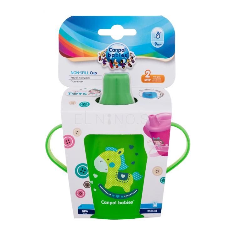 Canpol babies Toys Non-Spill Cup Green 9m+ Šálka pre deti 250 ml