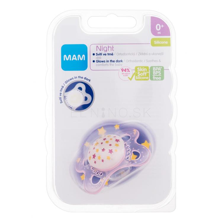 MAM Night Silicone Pacifier 0m+ Stars Cumlík pre deti 1 ks