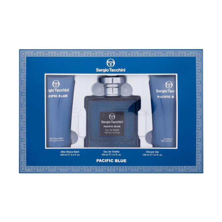 Sergio Tacchini Pacific Blue Darčeková kazeta toaletná voda 100 ml + sprchovací gél 100 ml + balzam po holení 100 ml