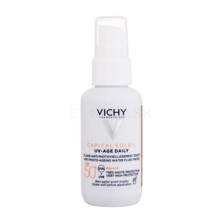 Vichy Capital Soleil UV-Age Daily Anti Photo-Ageing Water Fluid SPF50+ Tinted Opaľovací prípravok na tvár pre ženy 40 ml