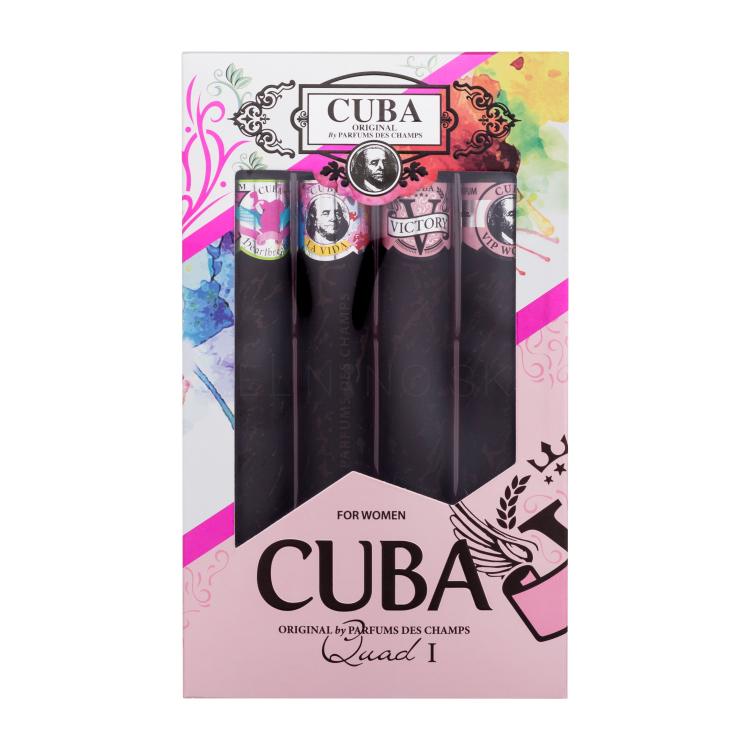 Cuba Quad I Darčeková kazeta parfumová voda Heartbreaker 35 ml + parfumová voda La Vida 35 ml + parfumová voda Victory 35 ml + parfumová voda VIP 35 ml