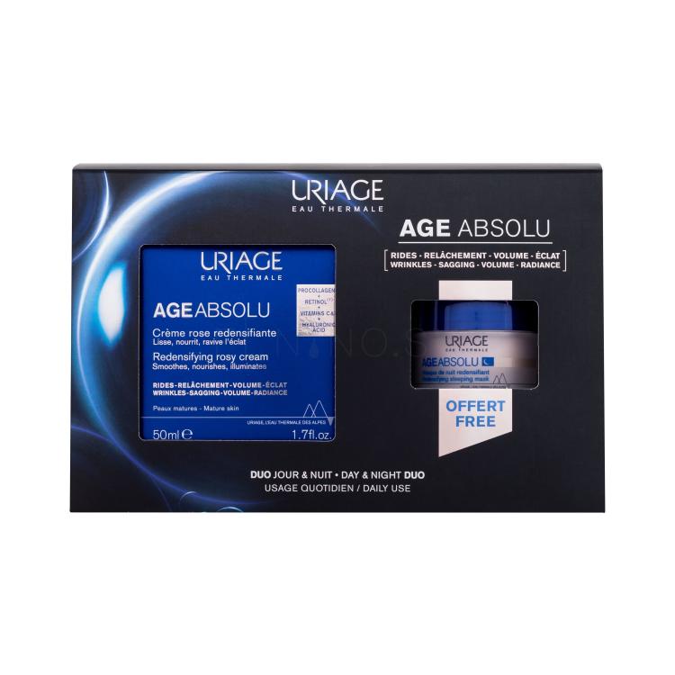 Uriage Age Absolu Day &amp; Night Duo Darčeková kazeta denný pleťový krém Age Absolu Redensifying Rosy Cream 50 ml + nočná pleťová maska Age Absolu Redensifying Sleeping Mask 15 ml