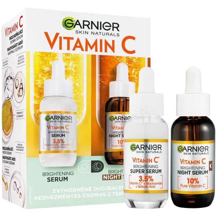 Garnier Skin Naturals Vitamin C Darčeková kazeta denné pleťové sérum Skin Naturals Vitamin C Brightening Super Serum 30 ml + nočné pleťové sérum Skin Naturals Vitamin C Brightening Night Serum 30 ml