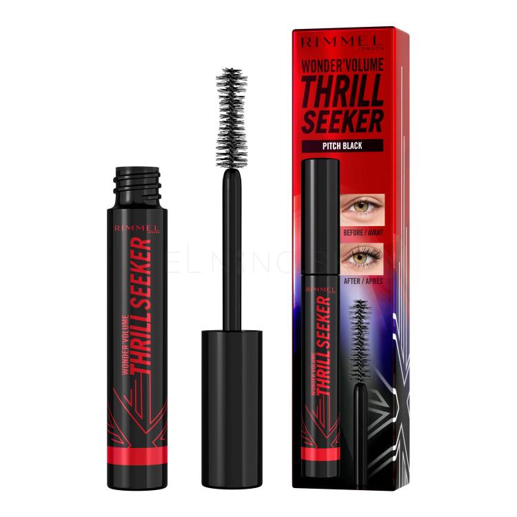 Rimmel London Thrill Seeker Špirála pre ženy 8 ml Odtieň Pitch Black