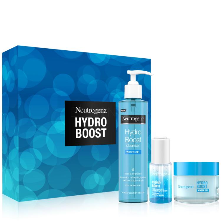 Neutrogena Hydro Boost Gift Set Darčeková kazeta hydratačný pleťový gél Hydro Boost Water Gel 50 ml + pleťové sérum Hydro Boost Hyaluronic Acid Concentrated Serum 15 ml + čistiaci pleťový gél Hydro Boost Water Gel Cleanser 200 ml