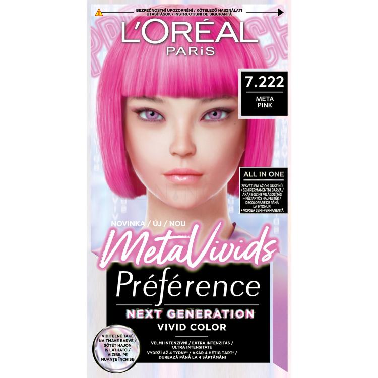 L&#039;Oréal Paris Préférence Meta Vivids Farba na vlasy pre ženy 75 ml Odtieň 7.222 Meta Pink