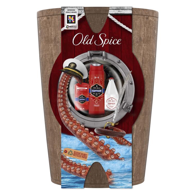 Old Spice Captain Darčeková kazeta deostick 50 ml + sprchovací gél 3v1 250 ml + voda po holení 100 ml + drevený súdok