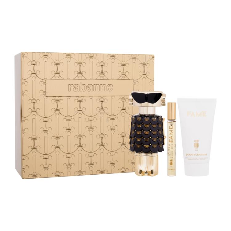 Paco Rabanne Fame Darčeková kazeta parfum 80 ml + telové mlieko 100 ml + parfum 10 ml + plechová krabička