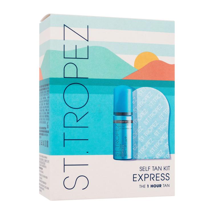 St.Tropez Self Tan Express Kit Darčeková kazeta samoopaľovacia pena Self Tan Express Bronzing Mousse 50 ml + rukavice na aplikáciu samoopaľovacích prípravkov 1 ks