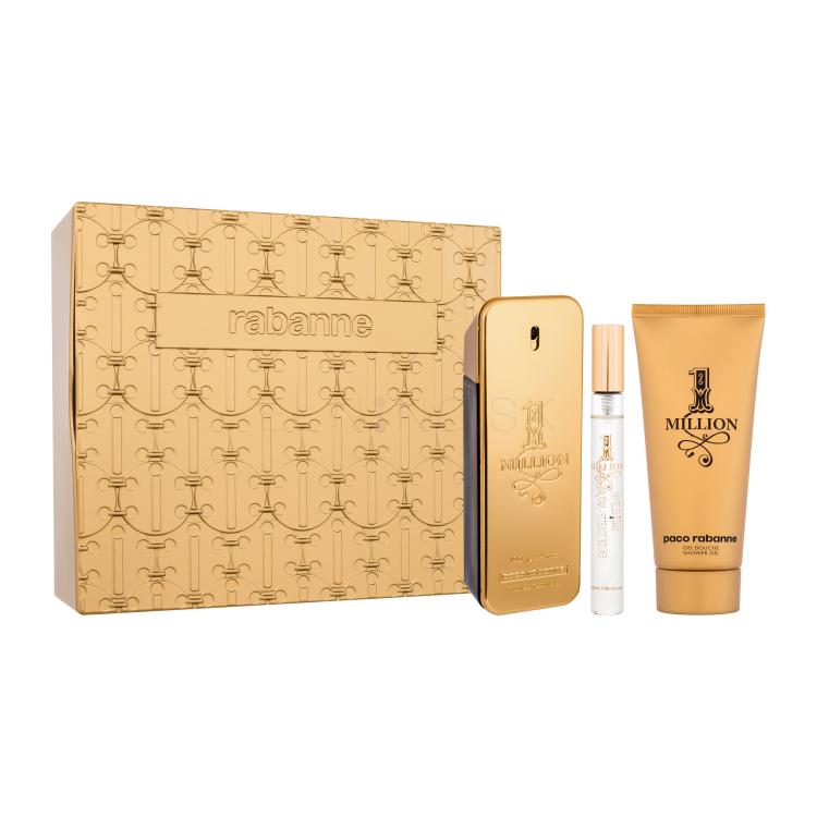 Paco Rabanne 1 Million SET1 Darčeková kazeta toaletná voda 100 ml + sprchovací gél 100 ml + toaletná voda 10 ml + plechová krabička