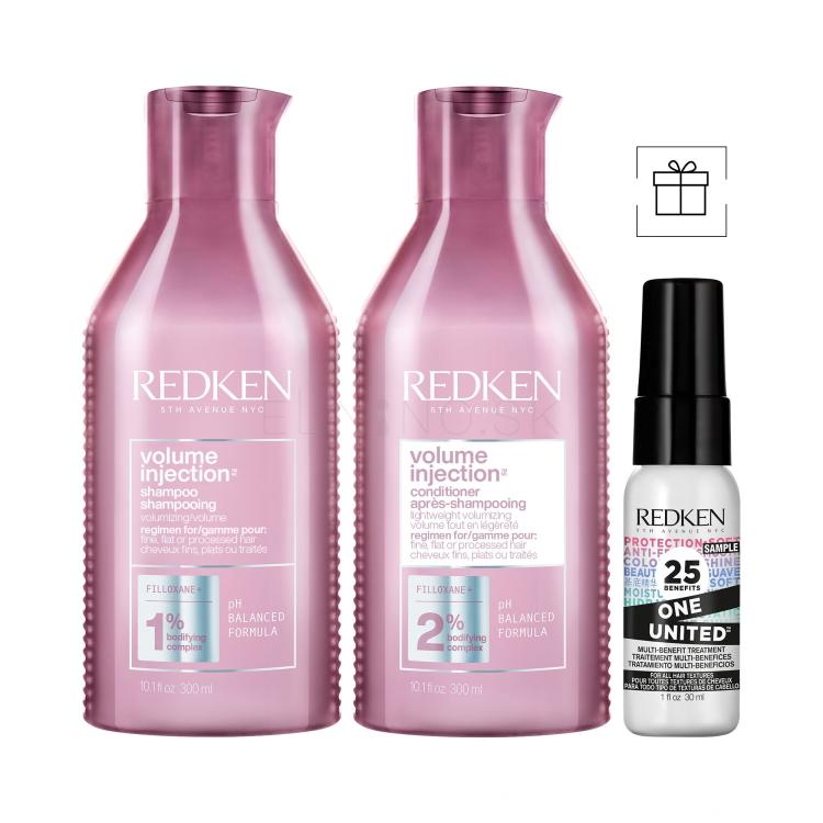 Set Šampón Redken Volume Injection + Kondicionér Redken Volume Injection + Pre lesk vlasov Redken One United All-in-one