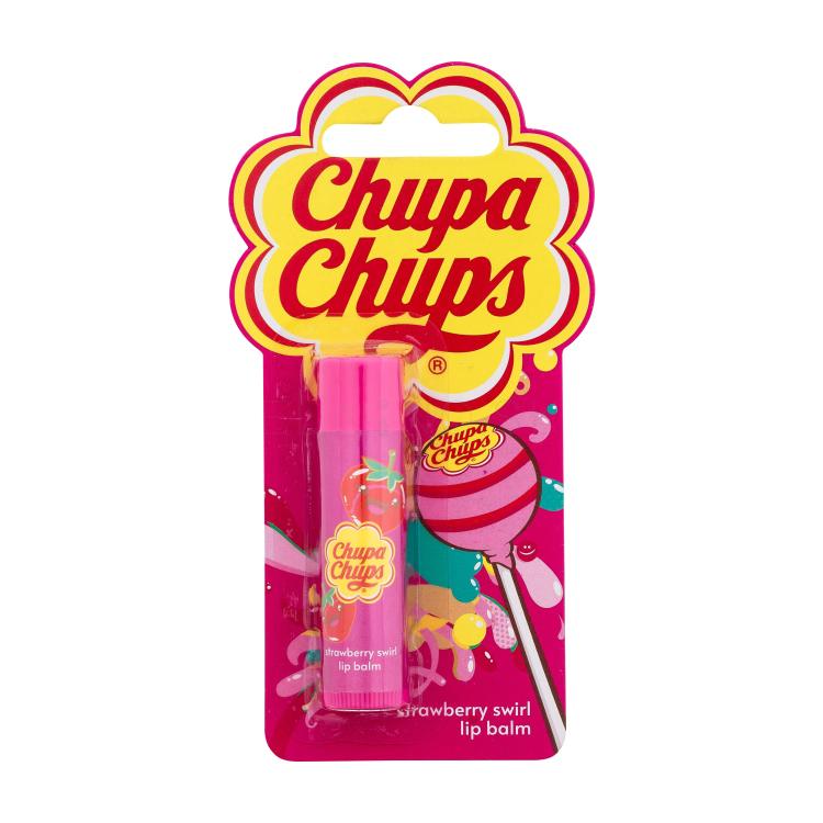 Chupa Chups Lip Balm Strawberry Swirl Balzam na pery pre deti 4 g poškodený obal