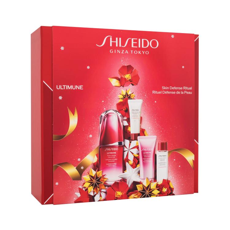 Shiseido Ultimune Skin Defense Ritual Darčeková kazeta pleťové sérum Ultimune 50 ml + pleťová čistiaca pena Clarifying Cleansing Foam 15 ml + pleťové tonikum Treatment Softener 30 ml + krém na ruky Ultimune 40 ml poškodená krabička