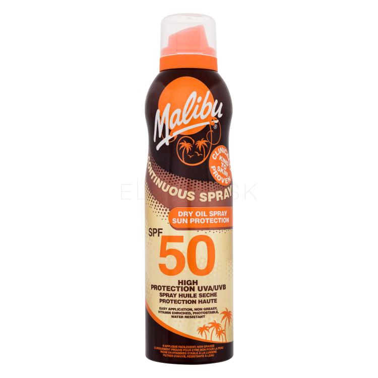 Malibu Continuous Spray Dry Oil SPF50 Opaľovací prípravok na telo 175 ml