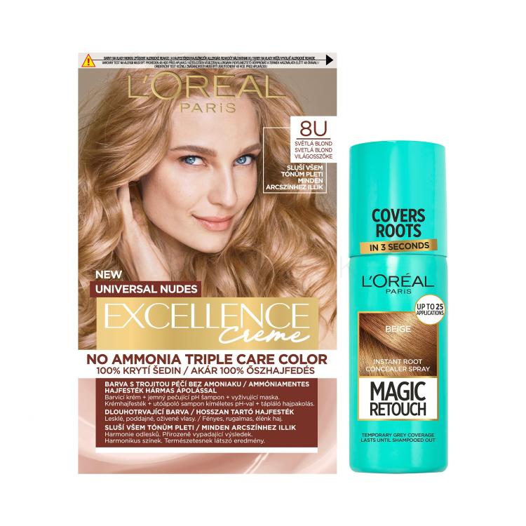 Set Farba na vlasy L&#039;Oréal Paris Magic Retouch Instant Root Concealer Spray + Farba na vlasy L&#039;Oréal Paris Excellence Creme Triple Protection