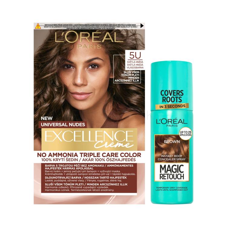 Set Farba na vlasy L&#039;Oréal Paris Magic Retouch Instant Root Concealer Spray + Farba na vlasy L&#039;Oréal Paris Excellence Creme Triple Protection