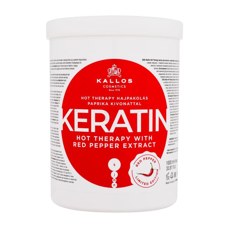 Kallos Cosmetics Keratin Hot Therapy With Red Pepper Extract Maska na vlasy pre ženy 1000 ml