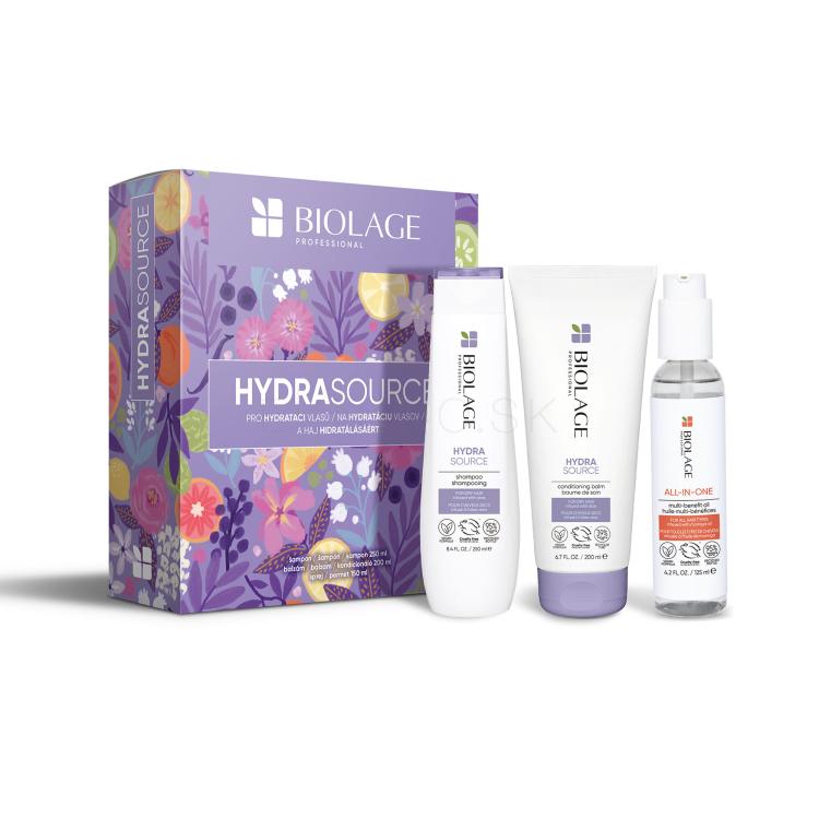 Biolage Hydra Source Darčeková kazeta šampón Hydra Source 250 ml + kondicionér Hydra Source 200 ml + olej na vlasy All-In-One Multi-Benefit Oil 125 ml