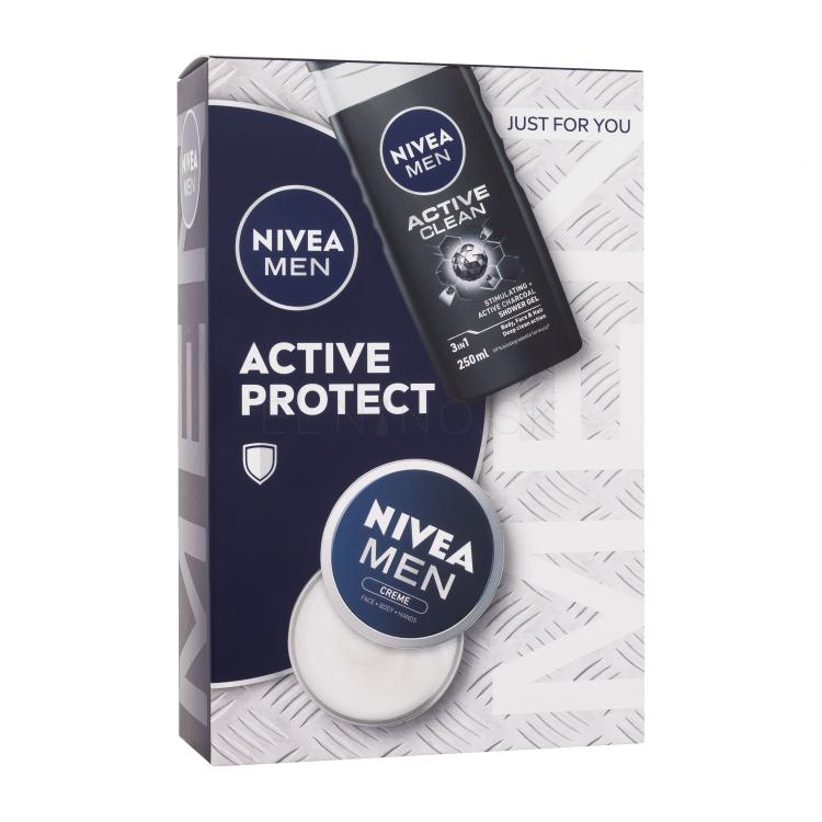 Nivea Men Active Protect Darčeková kazeta krém na tvár, telo a ruky Men Creme 75 ml + sprchovací gél Men Active Clean 250 ml