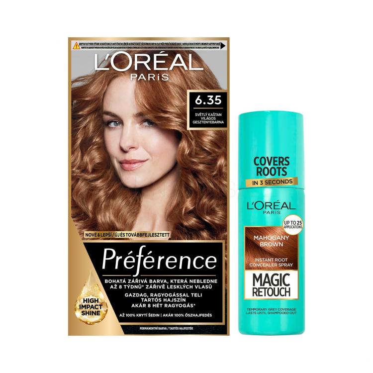 Set Farba na vlasy L&#039;Oréal Paris Magic Retouch Instant Root Concealer Spray + Farba na vlasy L&#039;Oréal Paris Préférence