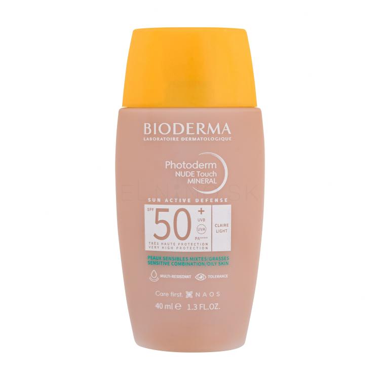 BIODERMA Photoderm Nude Touch Mineral SPF50+ Opaľovací prípravok na tvár 40 ml Odtieň Light poškodená krabička