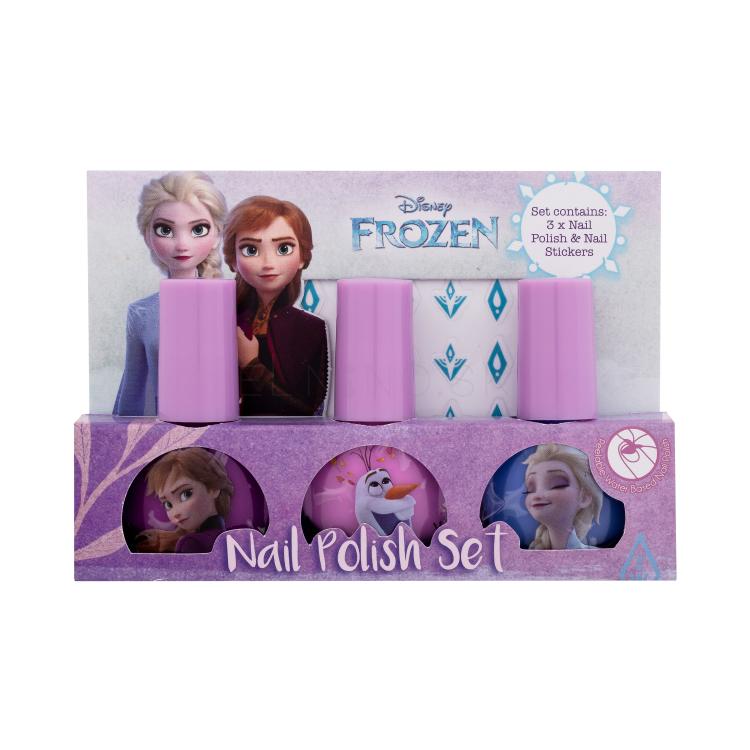 Lip Smacker Disney Frozen Nail Polish Set Darčeková kazeta lak na nechty 3 x 4 ml + samolepky na nechty