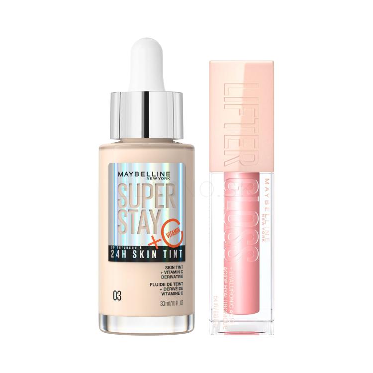 Set Make-up Maybelline Superstay 24H Skin Tint + Vitamin C + Lesk na pery Maybelline Lifter Gloss